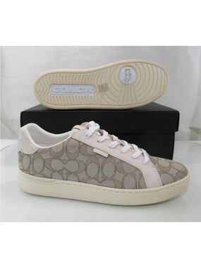 Coach Women's Signature Canvas Low-Top Sneaker in Beige and Cream